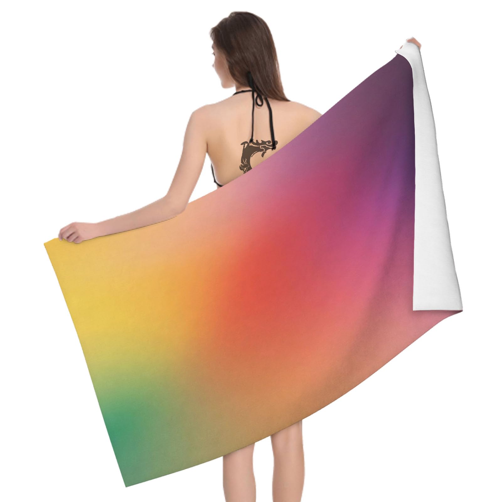 Leichong 3D Gradient Beach Towel Large Microfiber Soft Quick Dry for Adults, Dreamy Bath Towel Lightweight Soft Absorbent for Travel Swimming Pool Sports, 180 x 90 cm