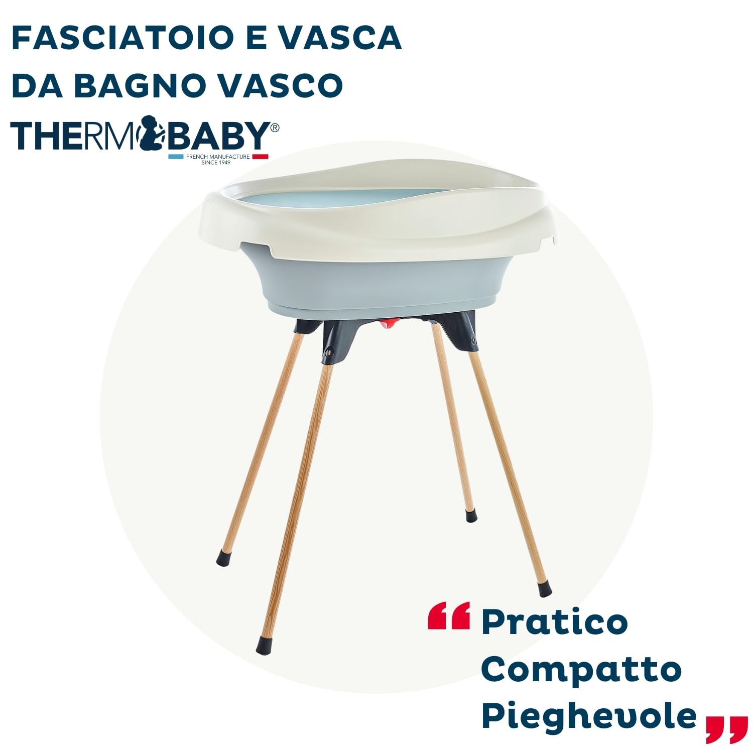 THERMOBABY Kit fasciatoio e vasca da bagno VASCO 2 in 1 dalla nascita fino a 12 mesi 11 kg Made in France