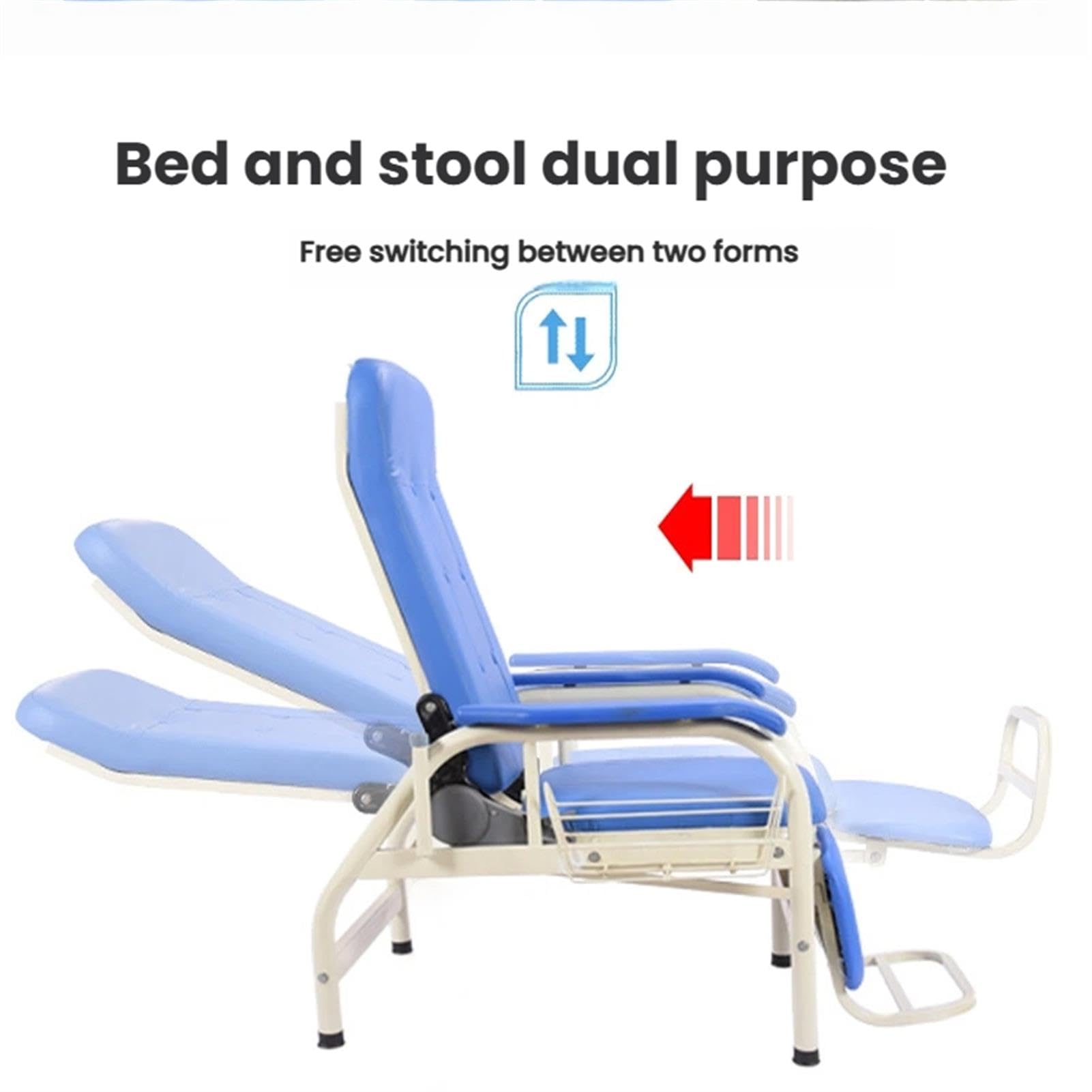 Generico Poltrona per prelievi ematici con Struttura in Acciaio e Supporto per flebo Regolabile, Ideale per Laboratori e cliniche mediche (Bianca, Semi-reclinata)