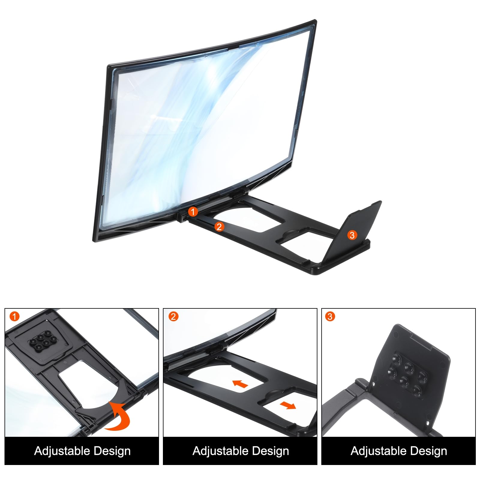 QUARKZMAN 14" Schermo Lente Ingrandimento per Cellulare Telefono, 3D HD Lente Proiettore Schermo Amplificatore Supporto per Tutti Telefoni Film Video Giochi, Nero 12x7,5x0,5"