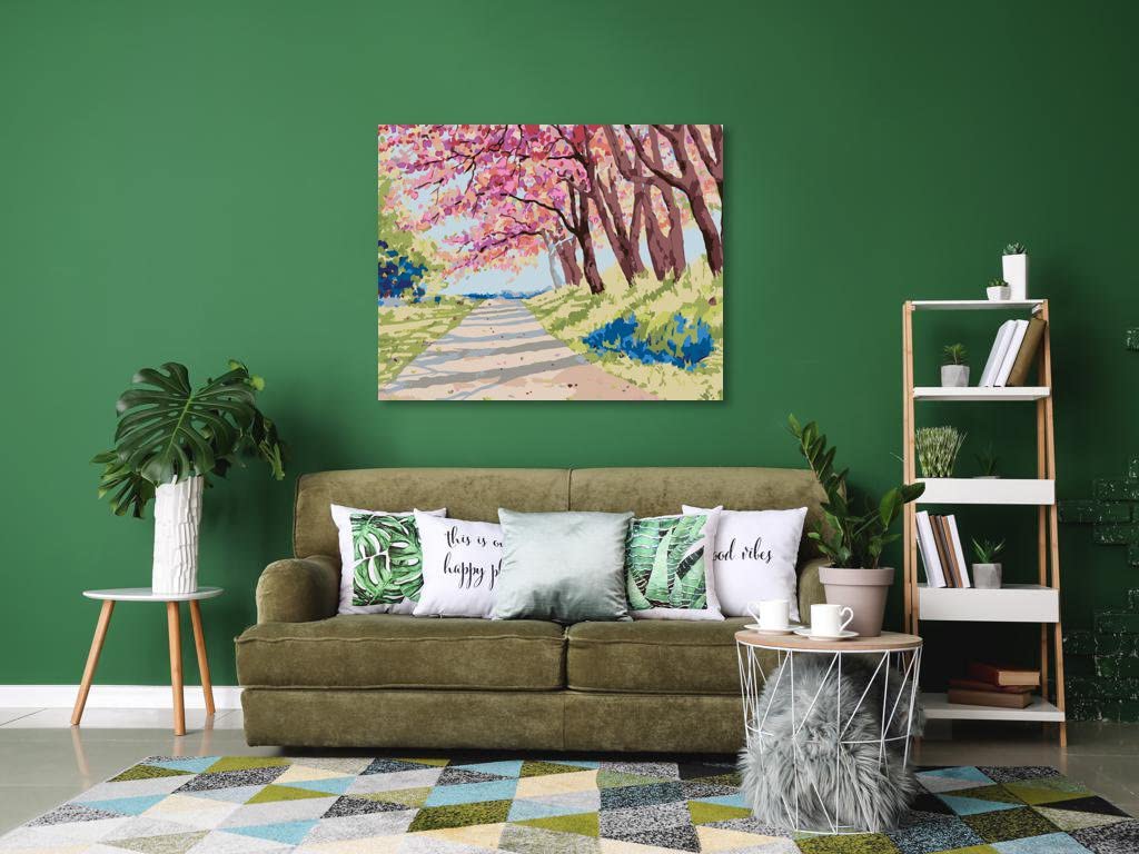 Malen nach Zahlen - LANDSCHAFT MIT HIMALAYA-KIRSCHEN 80x100 cm ohne Keilrahmen