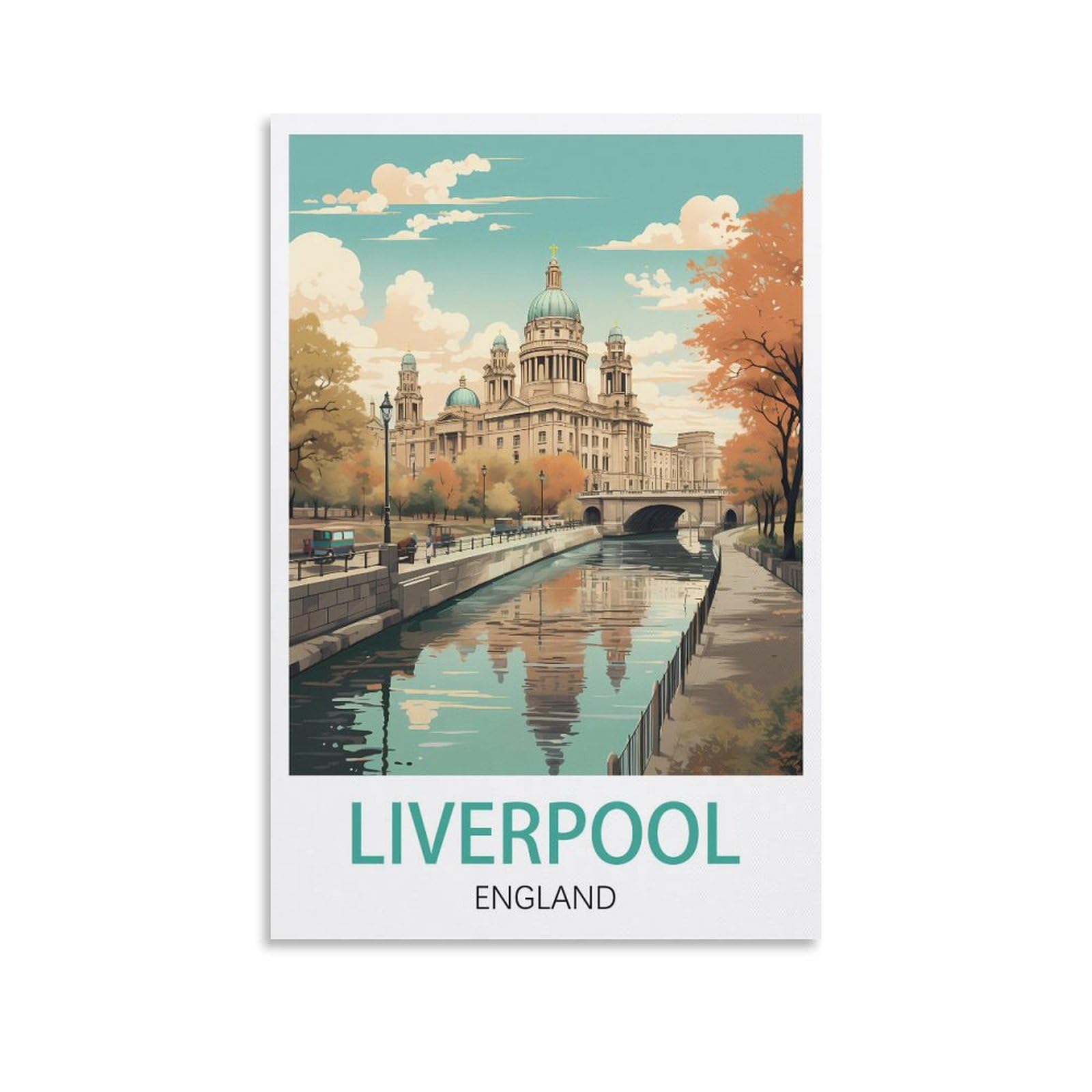 Losnabo Unframe-Style Liverpool England Vintage Travel Poster 08X12inch(20X30cm) Canvas Wall Poster And Art Picture Print Modern Home Bedroom Decor