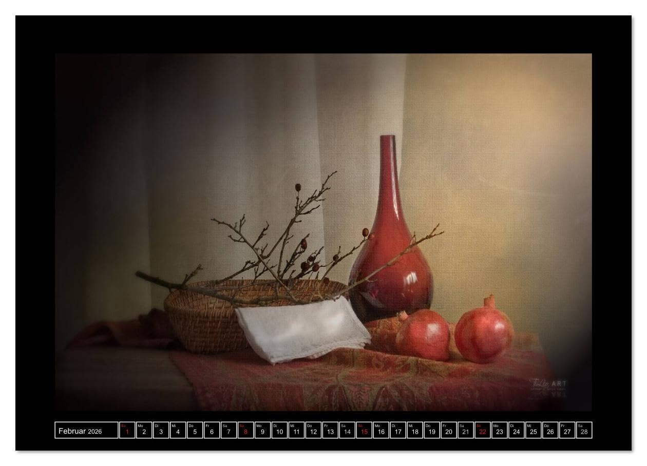 Stillleben (Wandkalender 2026 DIN A2 quer), CALVENDO Monatskalender: Spiel mit Texturen und diversen Pinseln (CALVENDO Kunst)