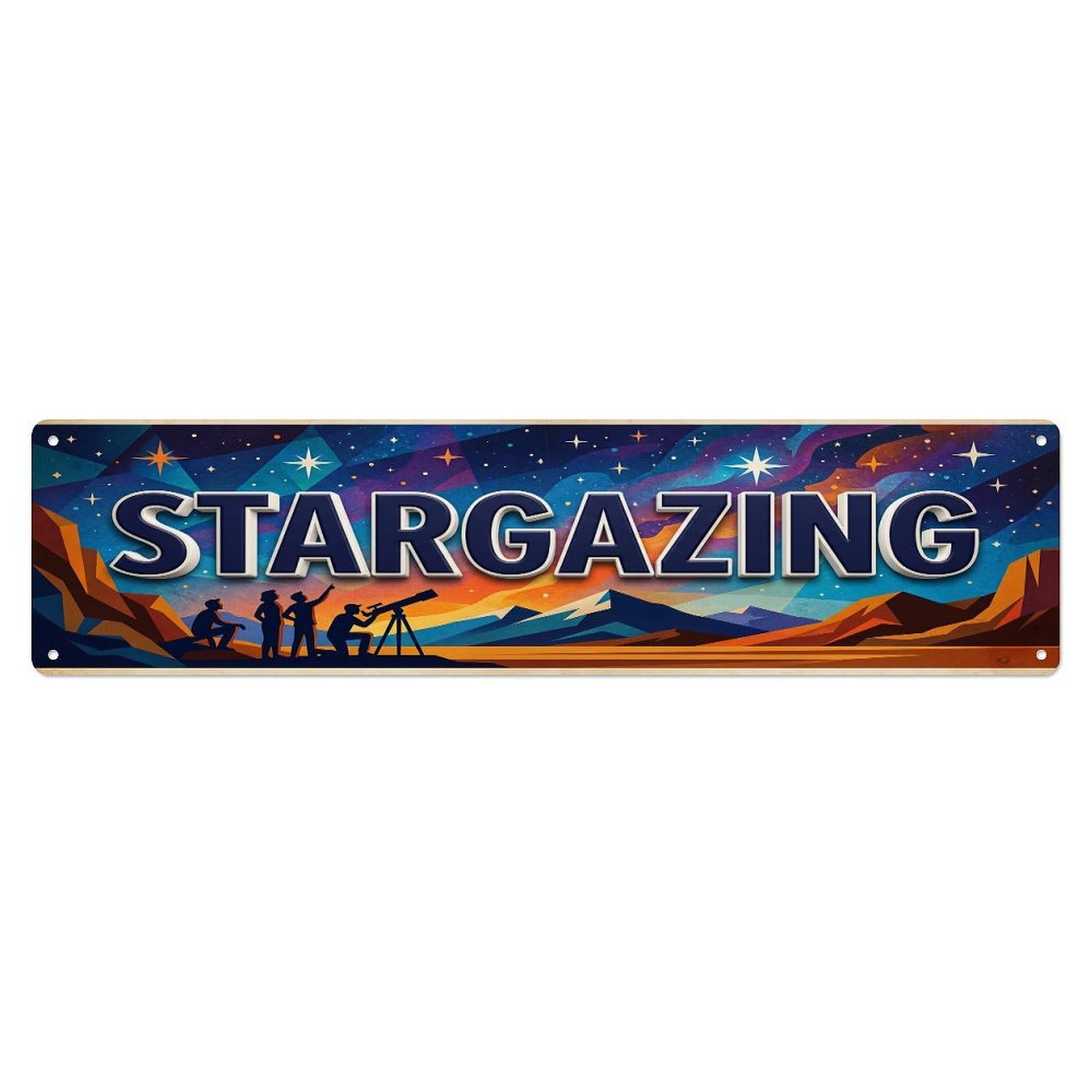 Olhnbad 4X16inch(10X40cm) Vintage Stargazing Outdoor Activity Sports Metal Tin Sign