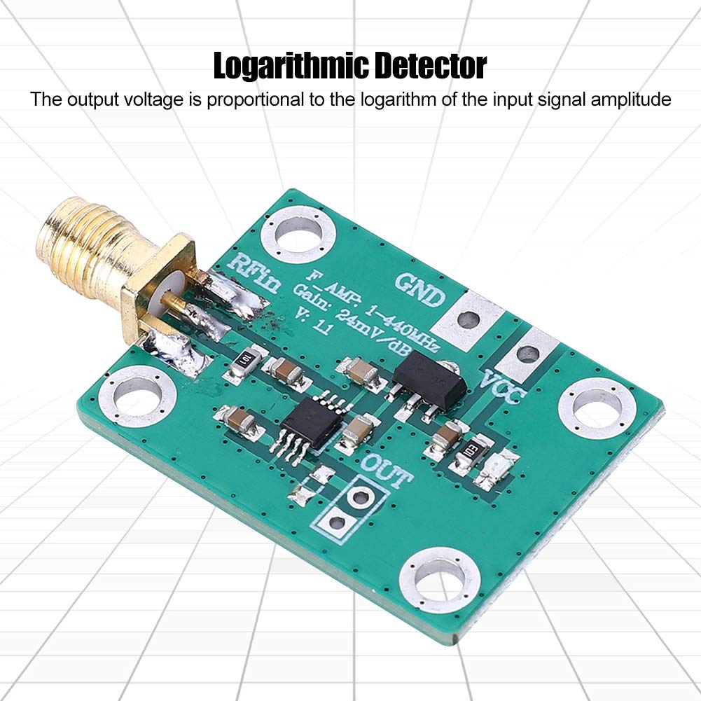 FLEXMAN RF Logarithmic Detector, 1~440MHz Logarithmic Detector Radio Frequency RF Power Meter Power Tester Meter Electronic Component for RF Signal Power Detection