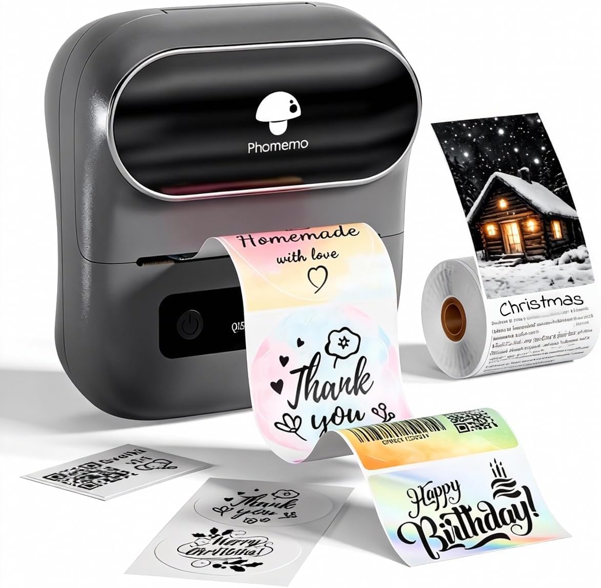 Phomemo M220 Bluetooth Label Printer, Thermal Label Printer, Self Adhesive, Labeling Device for Barcode, Retail, Office, Compatible with Phones and