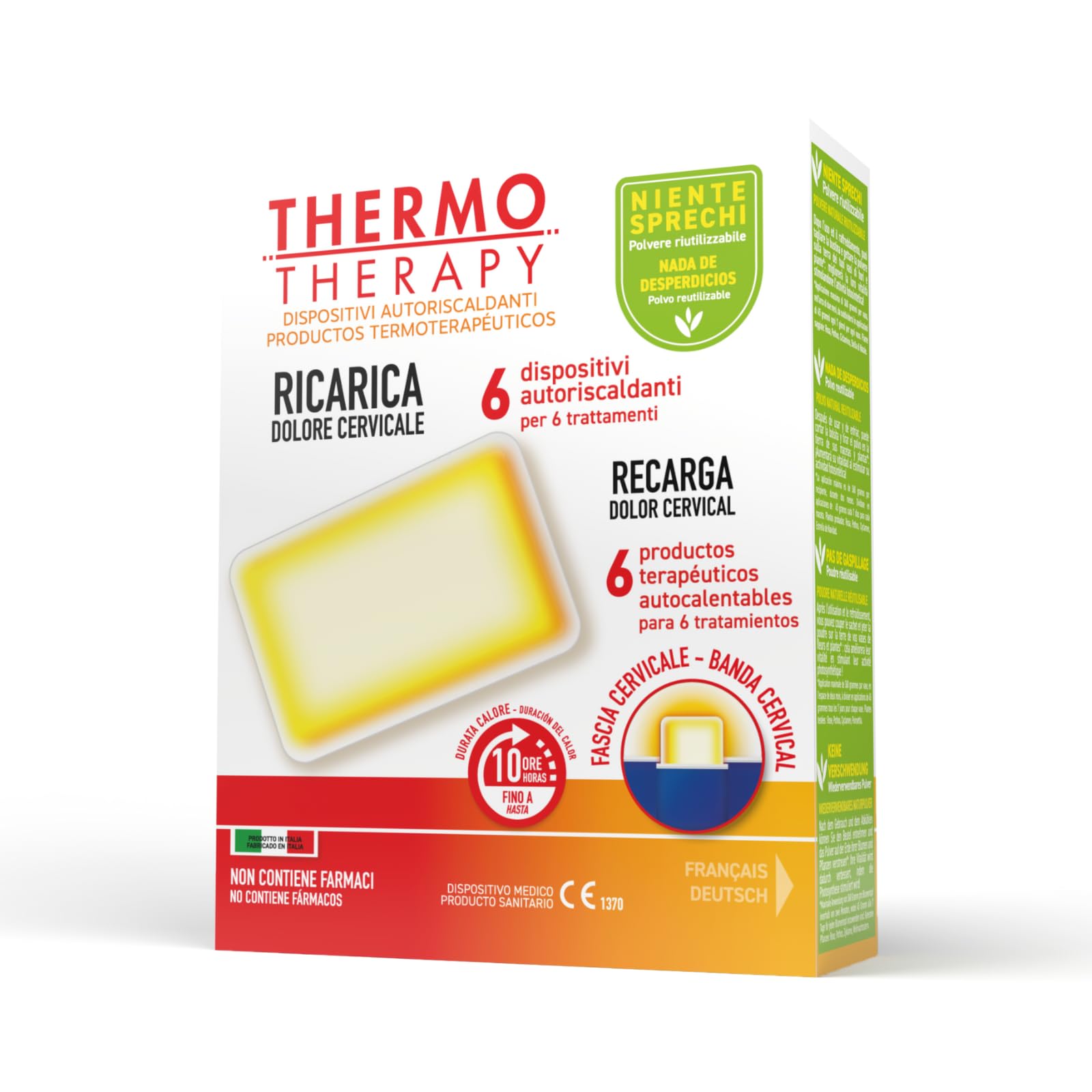 Thermo Therapy Ricarica Fascia Ricaricabile per Dolori Cervicali, Non Contiene Farmaci, Durata del Calore fino a 10 Ore, Confezione con 6 Dispositivi Terapeutici Autoriscaldanti