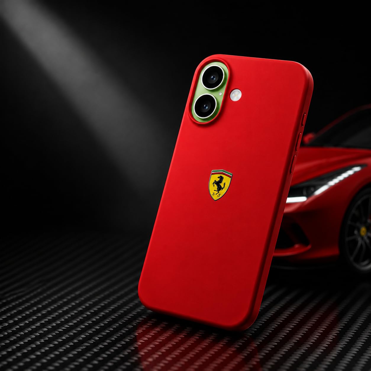 Liquid Silicone Shockproof Back Case and Cover Compatible with Apple iPhone 17, Matte Finish, Slim Protective Cover, Sports car Logo (Red)-image-25