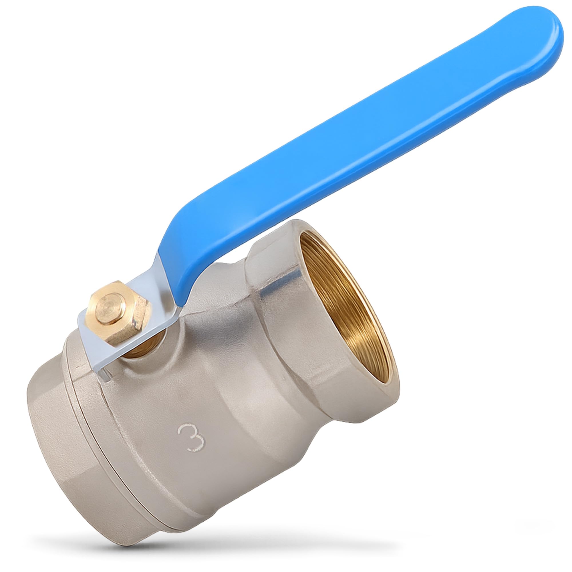 Instalguru Válvula De Bola 3'' Rosca Hembra Latón Alta Presión PTFE Agua Potable Maneta Acero Válvula Esfera Grifería Instalación Fontanería Calefacción