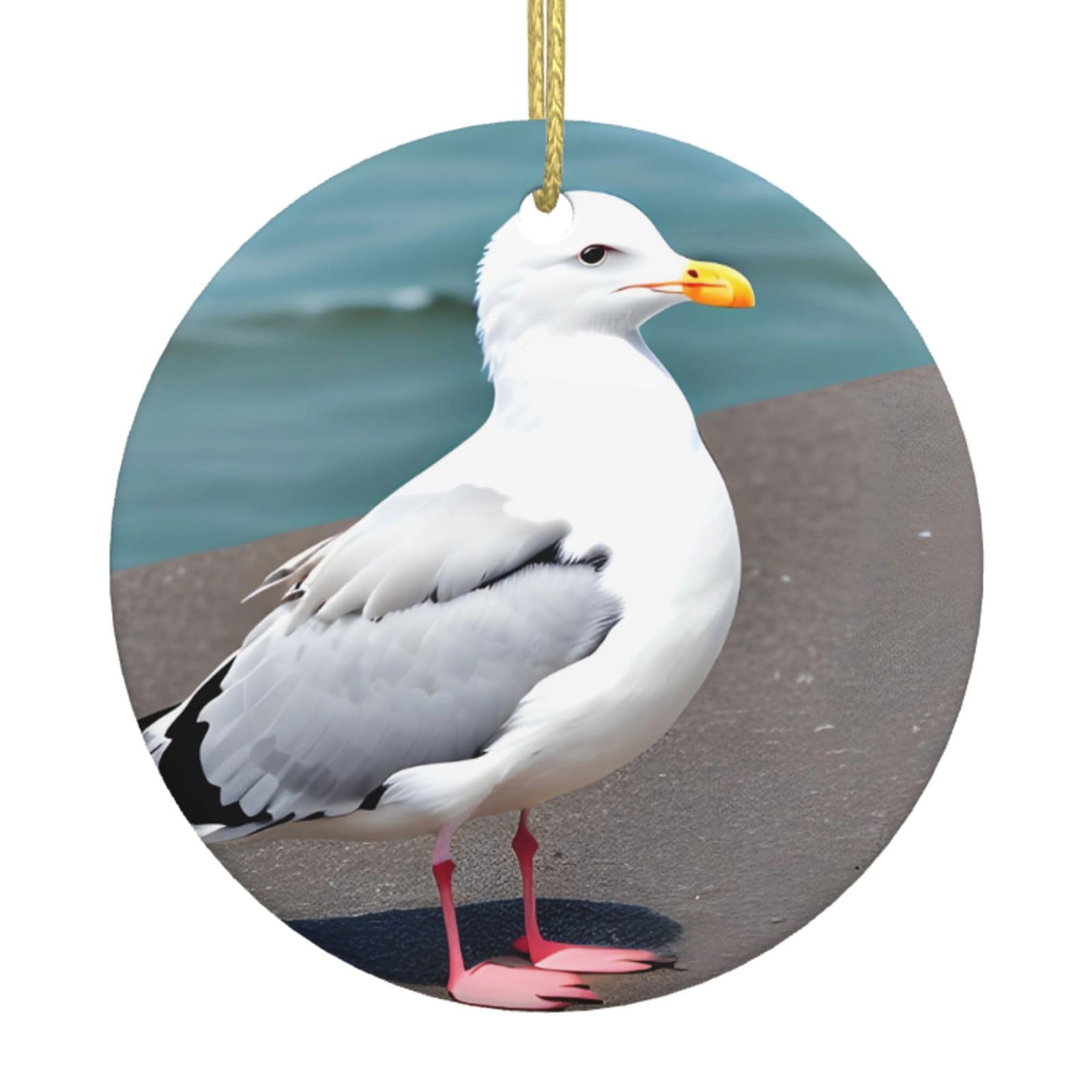 Cute Seagull Printed Christmas Tree Ceramic Ornaments Holiday Decoration Christmas Unique Pendant for Christmas Party