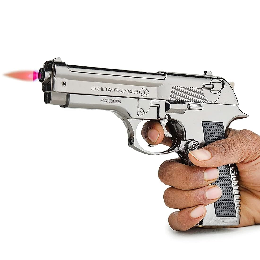 608 Gun Lighter with Cover Heavy Metal Pistol – Barrel Pull Back System, Jet Flame Windproof Design for Cigarettes & Cigars-image-26