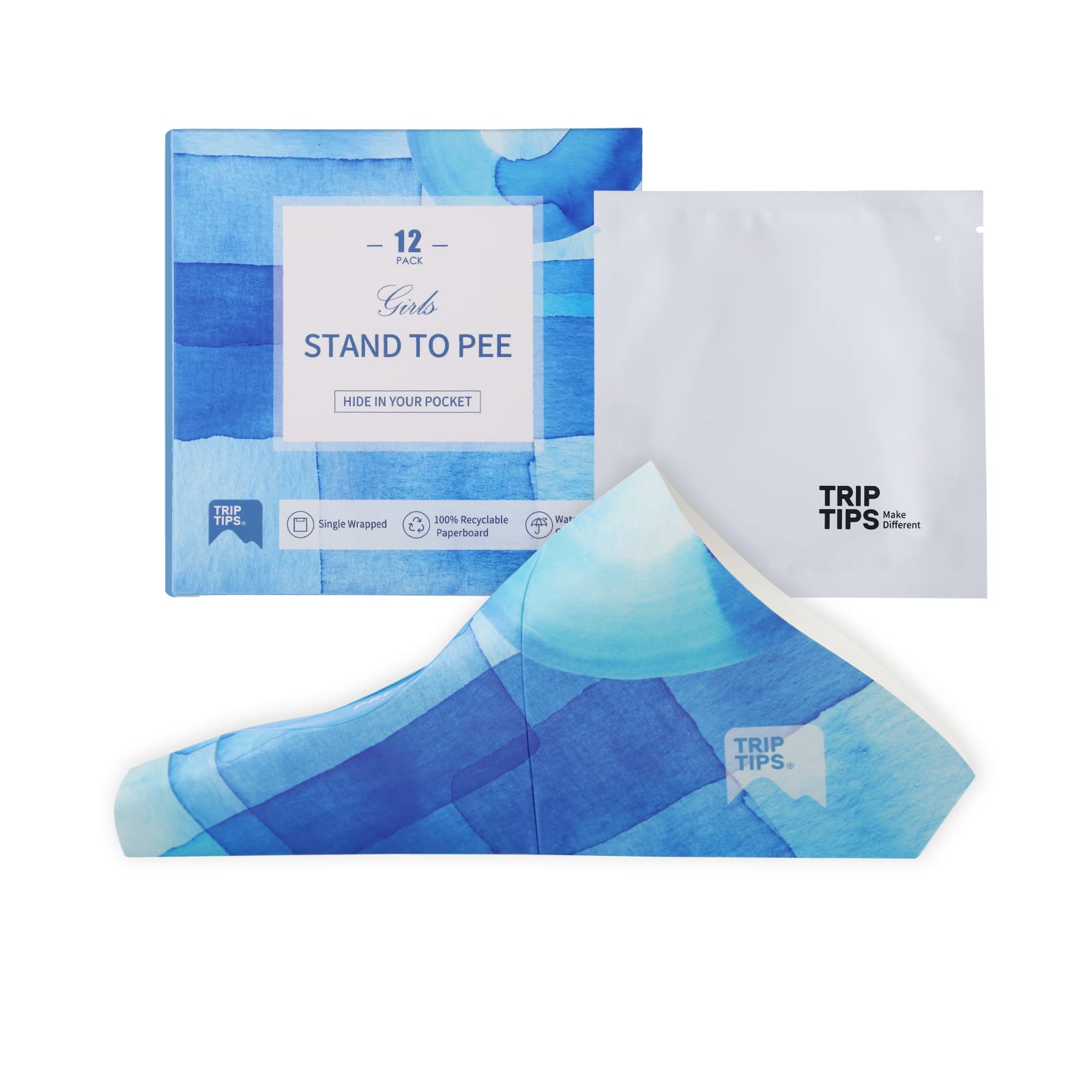 TRIPTIPS Female Urinal Disposable Female Urination Device Urinal for Women Foldable Pee Funnel for Women Waterproof Paper Stand and Pee Cup for Public Toilets, Traveling (Pack of 12)