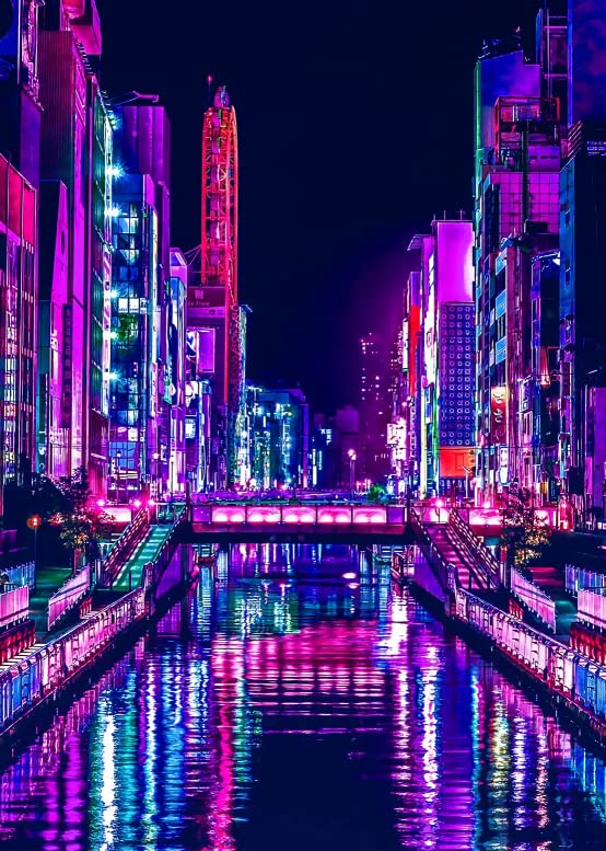 都市の夜景 抽象アート写真　A3サイズ Amazon.co.jp: サイバーパンク 東京都 ネオン ストリートビュー 夜景