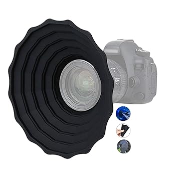 Anti-Glass Silicone Hood for Camera Lens Body Diameter Between 53mm-72mm, Collapsible Reversilbe Anti-Reflective Lens Hood for Photos Video Through Glass