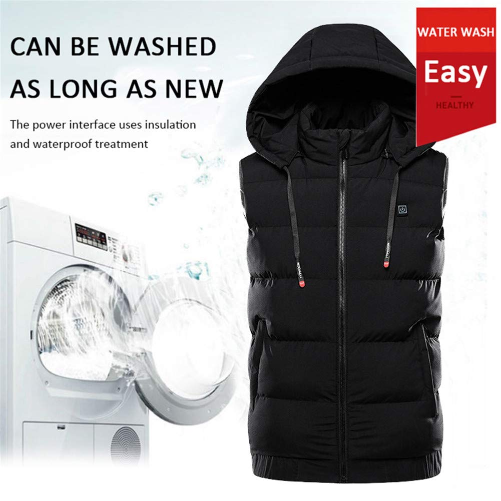 Gilet termico, Gilet riscaldante elettrico USB a 9 zone Pad più caldo Escursionismo Panno caldo for esterni Gilet da campeggio riscaldato con cappuccio Giacca termica impermeabile,Blu,L(Gray,L)
