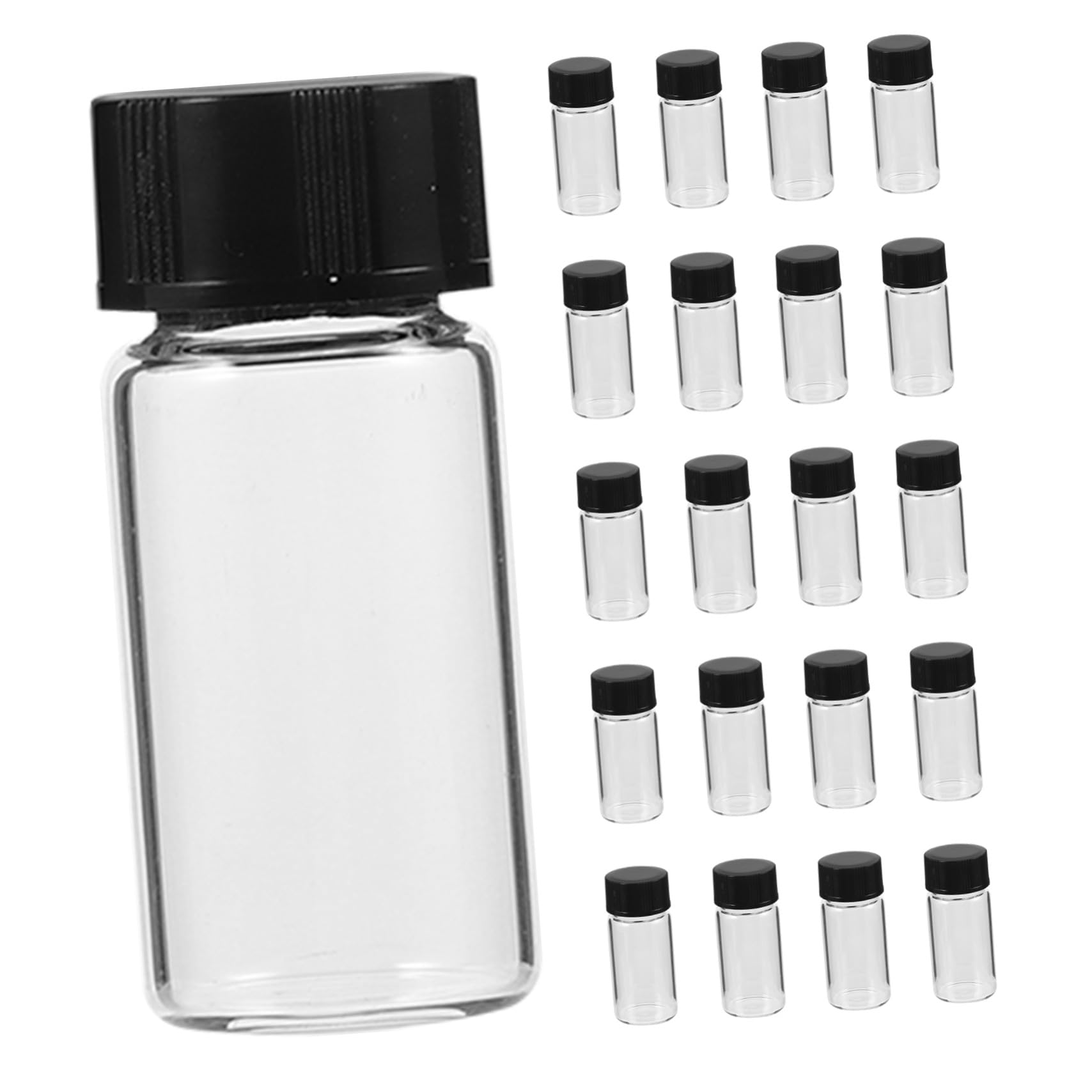 Didiseaon Fiale Campione in Vetro da 5ml con Tappo a Vite 100 Pezzi con Fondo Piatto Bottiglie Trasparenti Facili da Riempire per Trasporto in Laboratorio