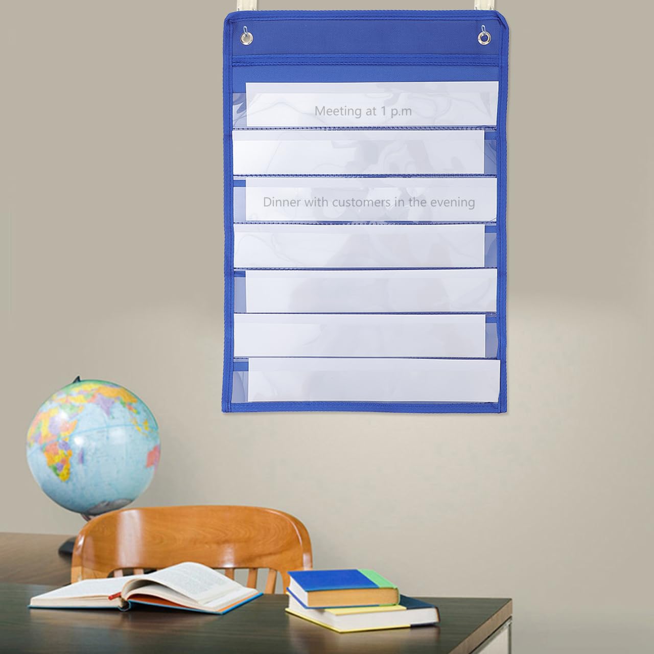 GALPADA Magnetic Hanging Pocket Chart Storage Bag with 7 Transparent Pockets and 10 Dry Erase Boards for Classroom Essentials Teaching Spelling Math Scheduling - Image 2