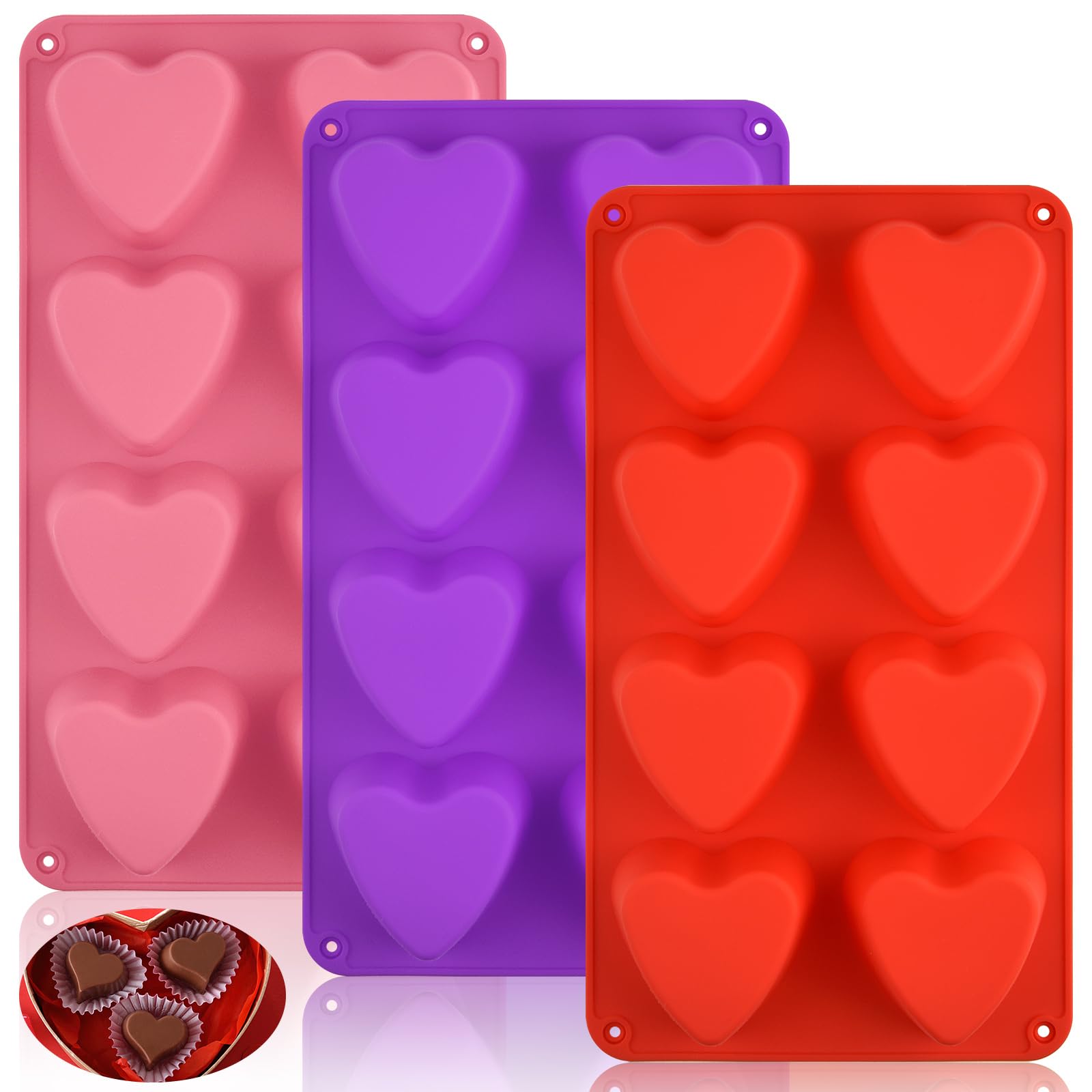 Pcs Heart Molds Silicone Cavities Heart Shaped Cupcake