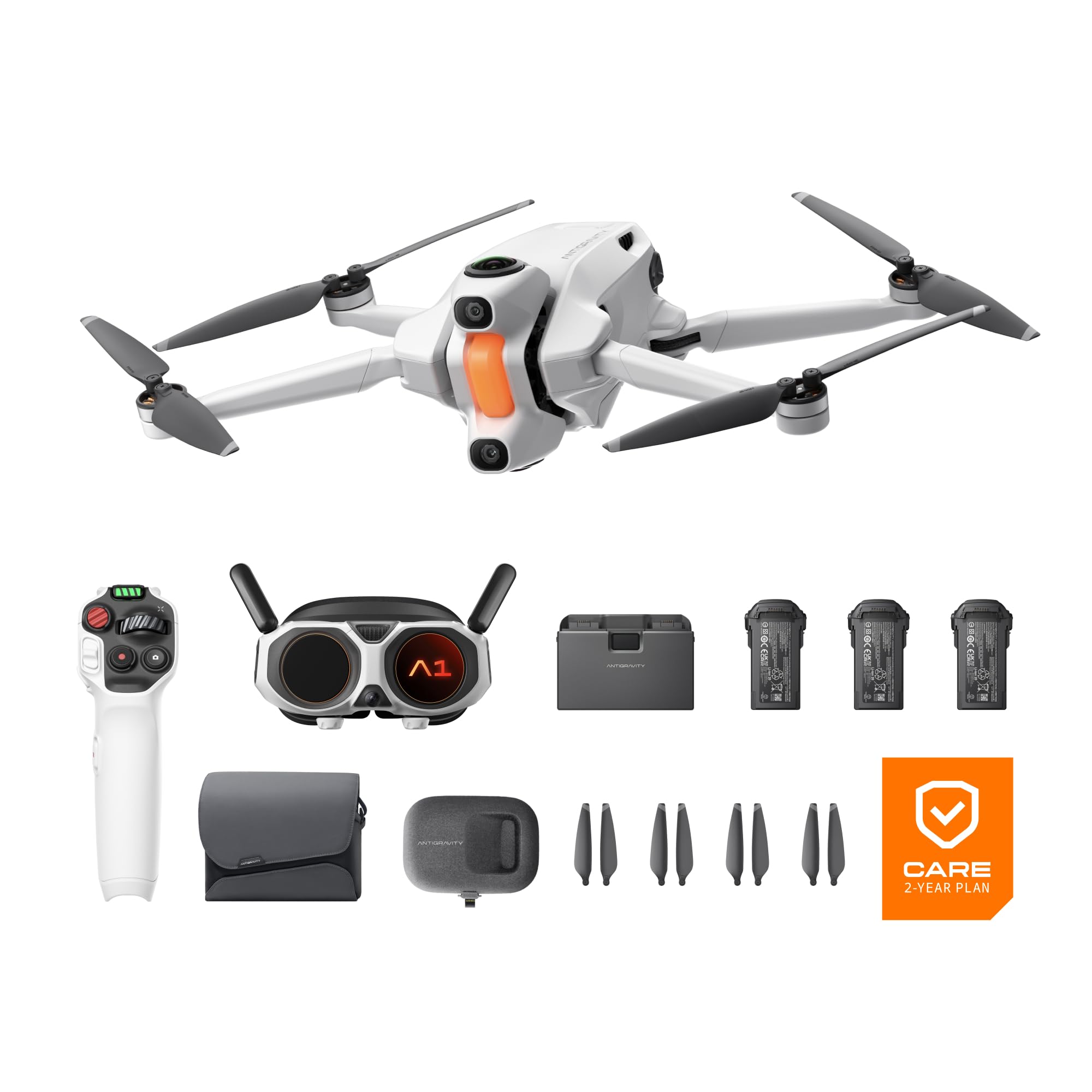 Antigravity A1 Pack Explorer (3 batterie) – Drone 360 8K immersivo, Punta e vola, anticollisione, 249 g e pieghevole, Deep Track, ritorno automatico, fino a 10 km, editing automatico