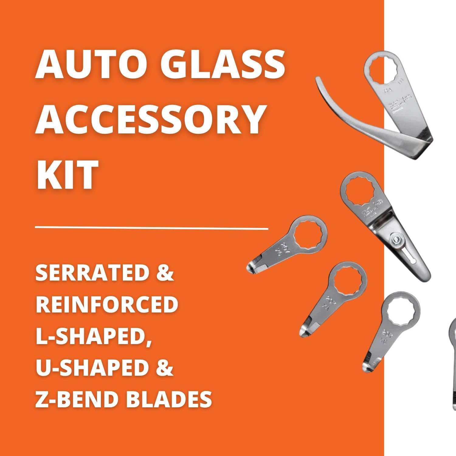 Fein Auto Glass Accessory Kit for Precision Work - Includes Serrated & Reinforced L-Shaped, U-Shaped & Z-Bend Blades for Cordless MultiMaster Tools, 12-Pack - 63903167383