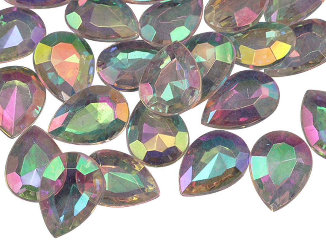 Allstarco 100PCS 18x13mm Crystal Teardrop Decorating Gems AB Coating For Table Scatter Wedding Decorations Vase Fillers