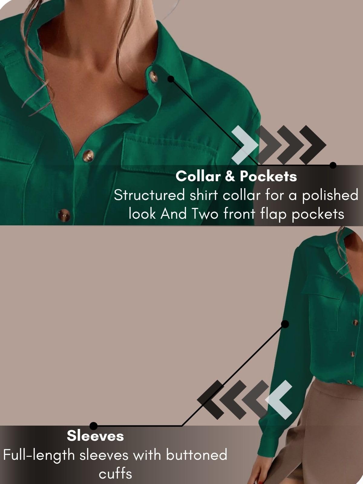 GRECIILOOKS Women's Regular Fit Tops (GL-W2215_Emerald Green - Image 5 thumbnail