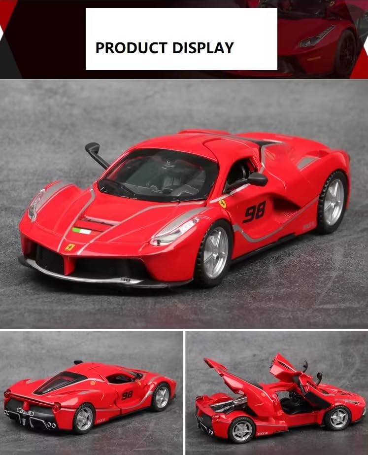 Image of 1:32 Ferrari FXX K Toy Car Diecast Metal Pull Back Car - 4 Openable Doors with Sound & Light | Perfect Toy & Gift for Kids 【White】
