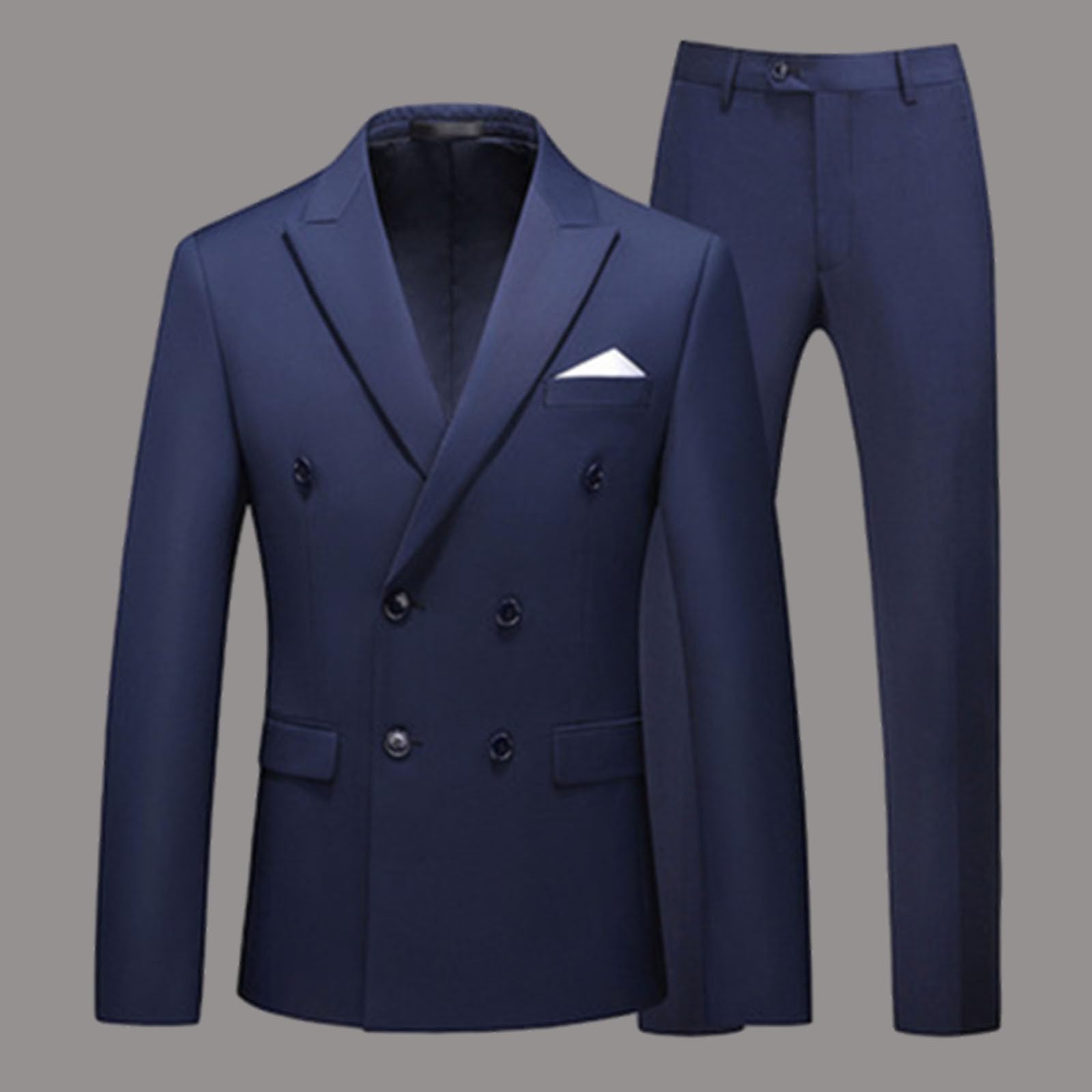 Costume Homme 2 pièces Slim Fit Smoking Blazer Croisé à Deux Boutons Men Suits 2 Piece pour Mariage Business Fête Confort Blazer Chic et Elegant Veste et Pantalon Grande Taille Costumes Et Vestes