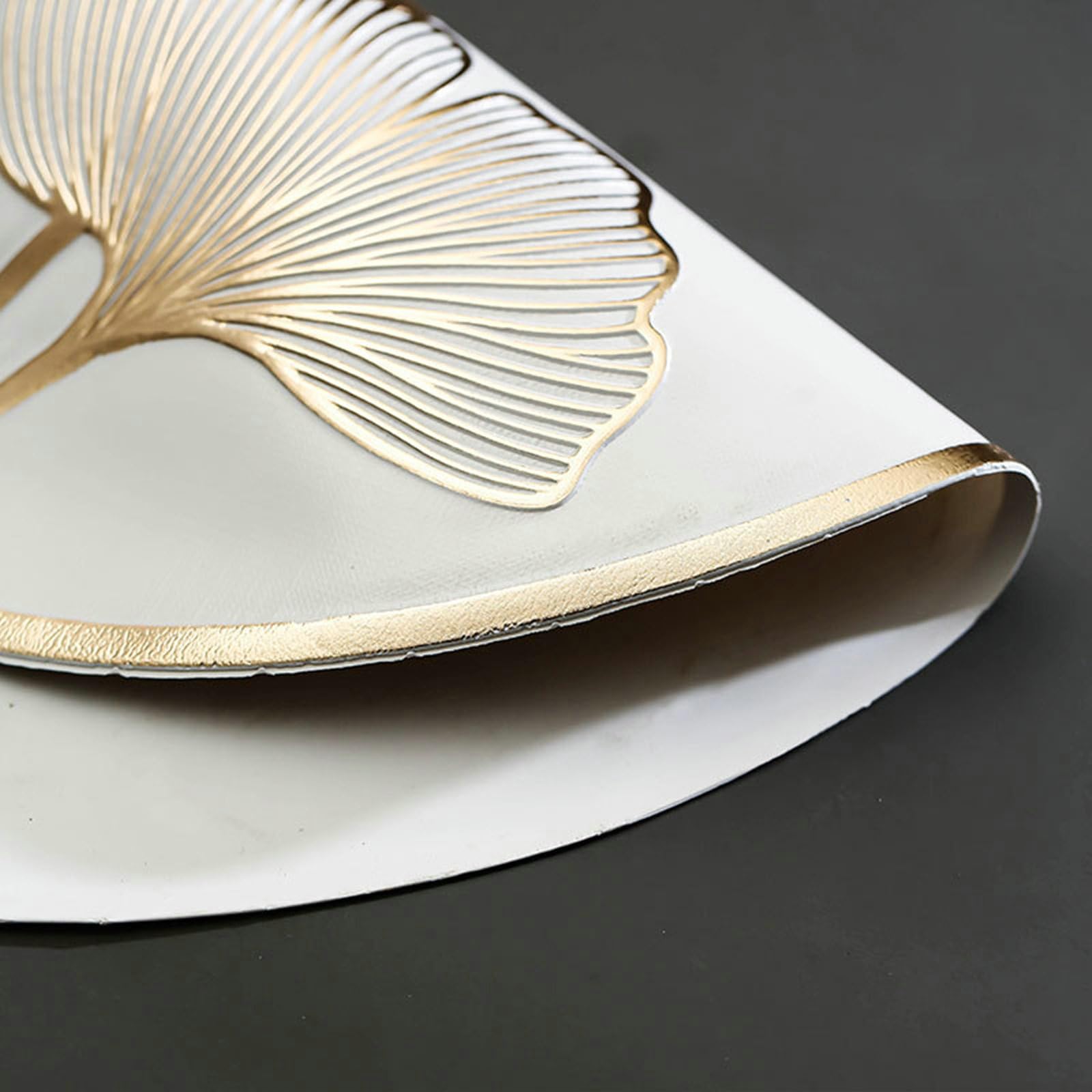 Set de Table Lot de 10, Sets de Table Lavables PVC Rond Motif de Feuilles de Ginkgo de Style Européen Antidérapant, Résistant à la Chaleur, pour Cuisine, Or, 38CM