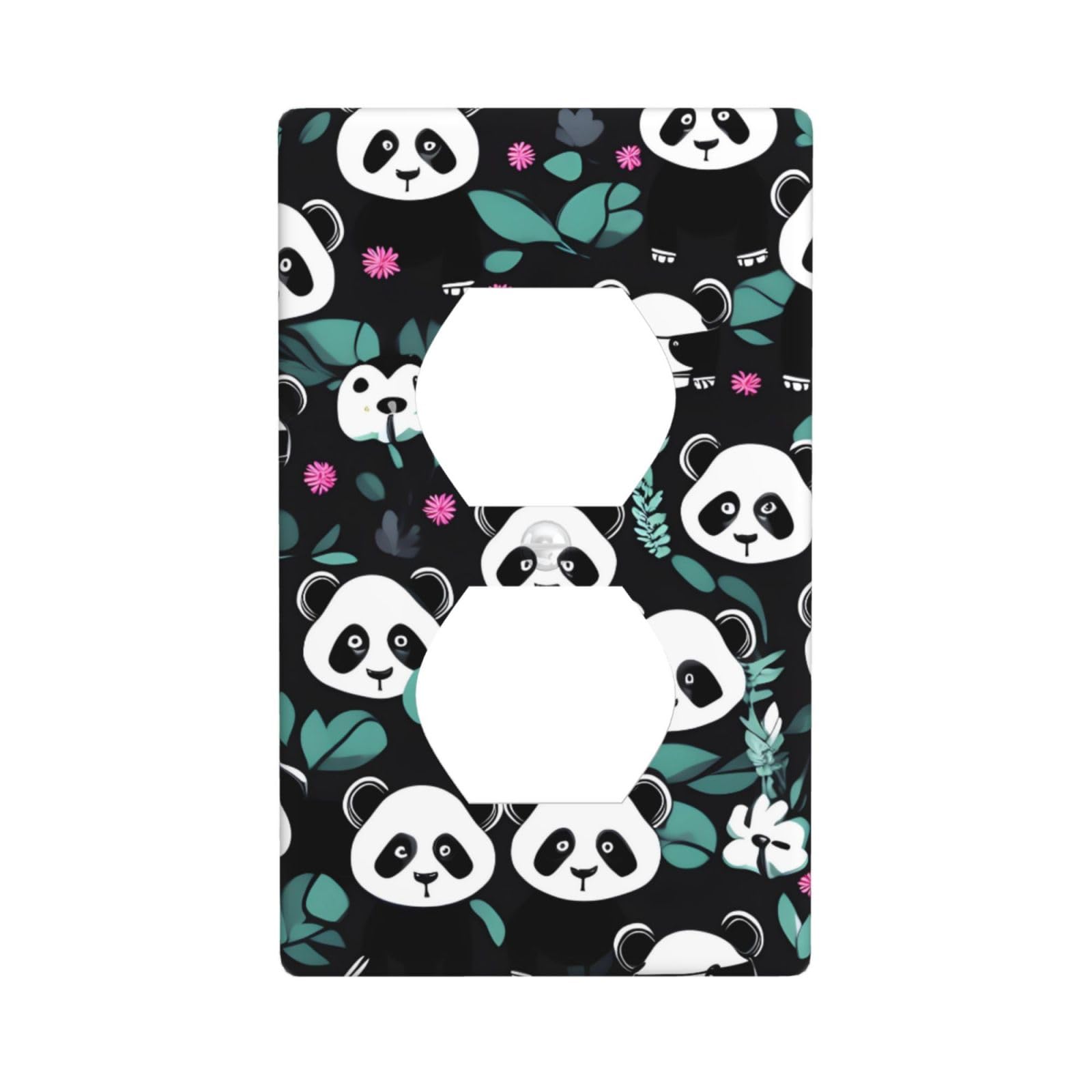 Panda Cute face Decorative Switch Plate Cover-Unbreakable Polycarbonate Wall Plate for Home Office, 1 Gang with Screws