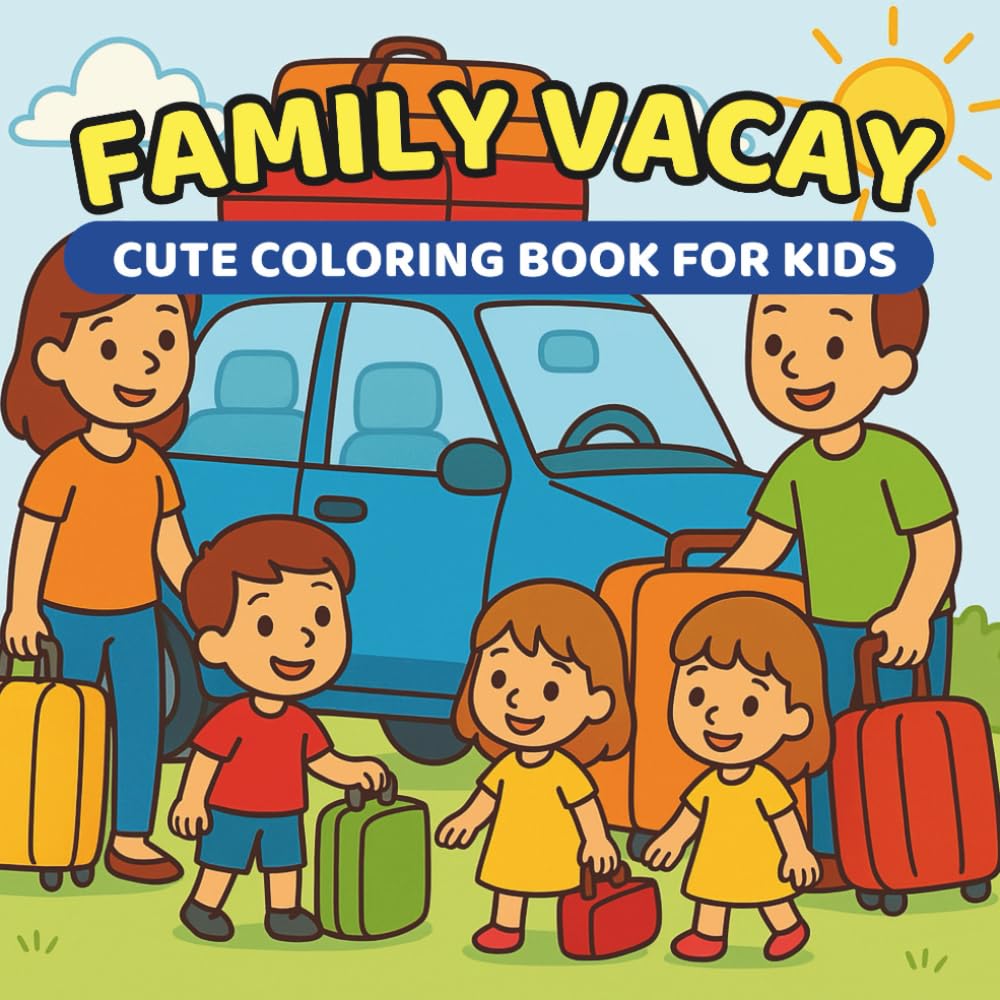 FAMILY VACAY: Cute Coloring Book For Kids: Family Travel and Vacation Coloring Book for Children | Fun Holiday Activity Pages for Toddlers, Preschoolers and Kids Ages 2–8 (Creative Kids)