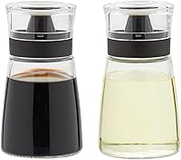 Juvale Leak-Proof Glass Oil & Vinegar Dispenser Set - No-Drip Salad Dressing Bottles for Olive Oil, Balsamic, Soy Sauce - 2-Pack 5.5oz Black