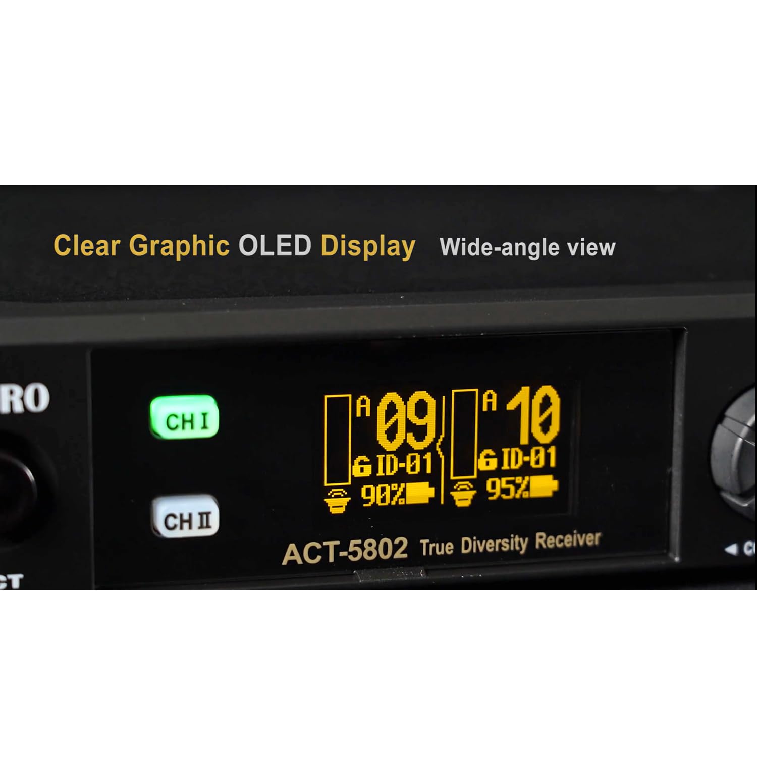 Mipro ACT-5802 - Ricevitore digitale wireless a 2 canali 5,8 GHz + TA-58 trasmettitore per microfono