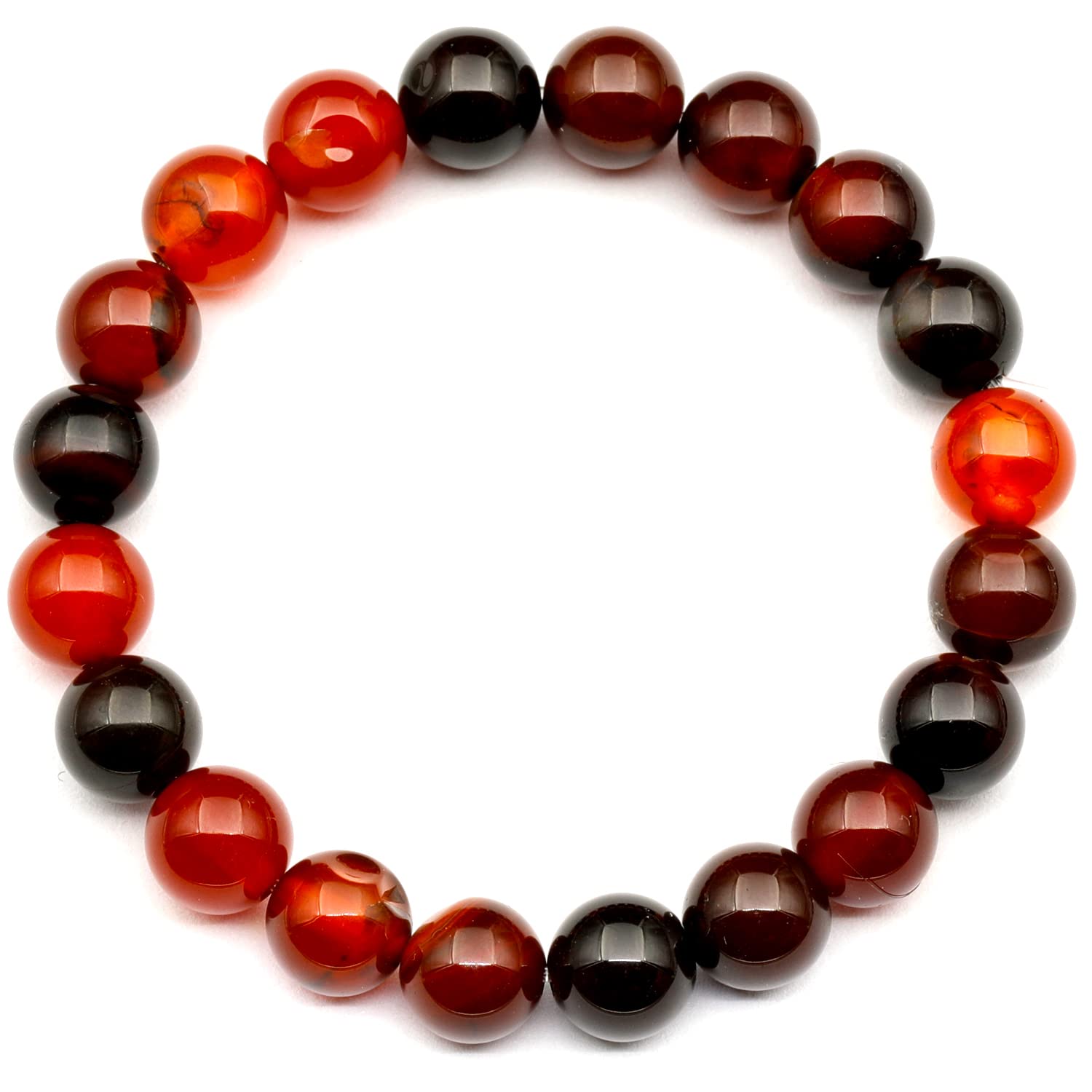 Dehnbares Armband aus natürlichem Karneol-Achat, echter roter Kristall, Jungfrau, Edelstein elastisch, 8 mm Perlen, Modeschmuck