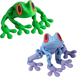 2Pack Creative Magnetic Frog, 3D Printed Magnetic Frogs for Refrigerator, 12cm Frog Shape Magnets Funny Decorative for Home and Office Decor (Green & Purplish Blue)