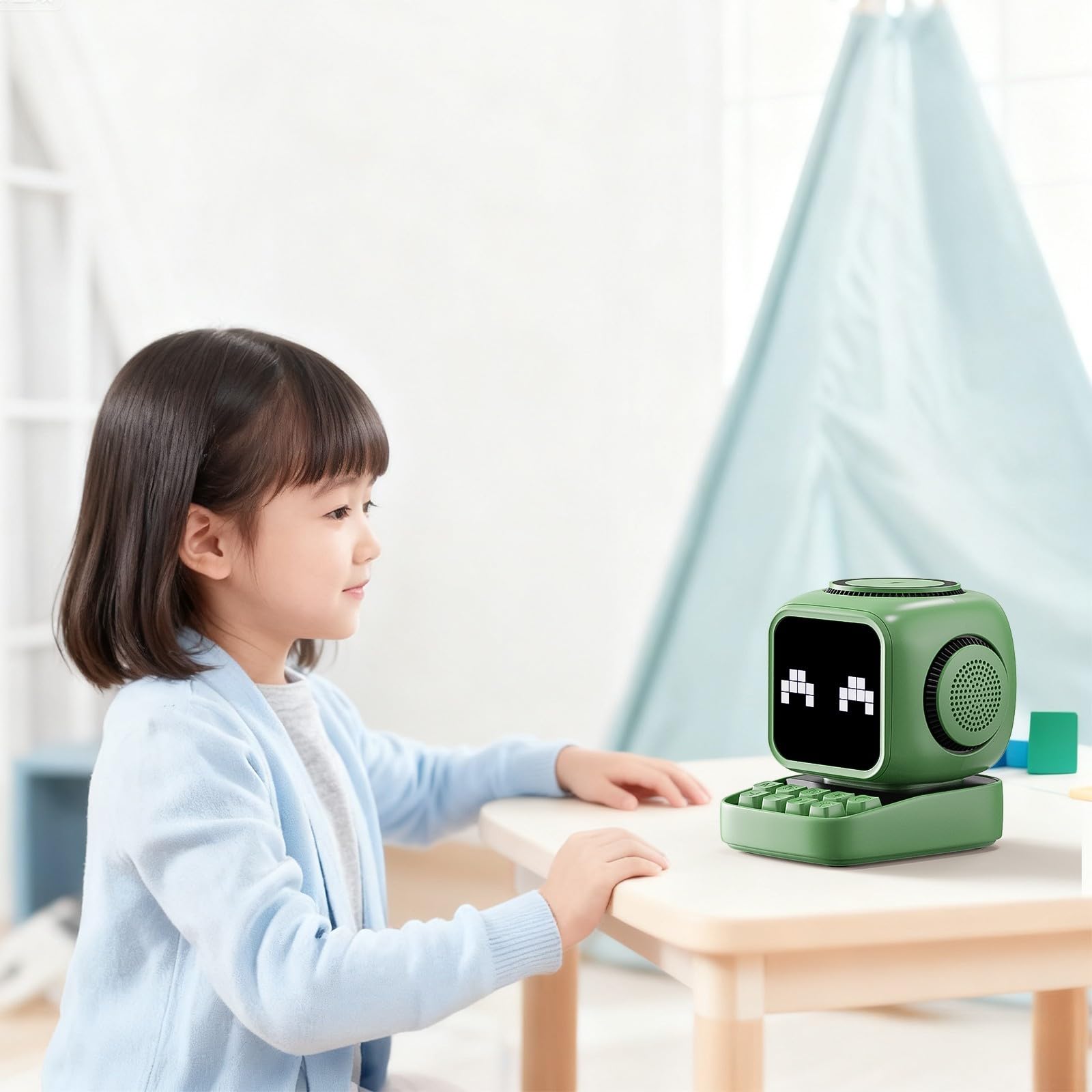 Enceinte Rétro 10W Son Puissant Chargeur Fil Enceinte Rétro 10W(Army Green)