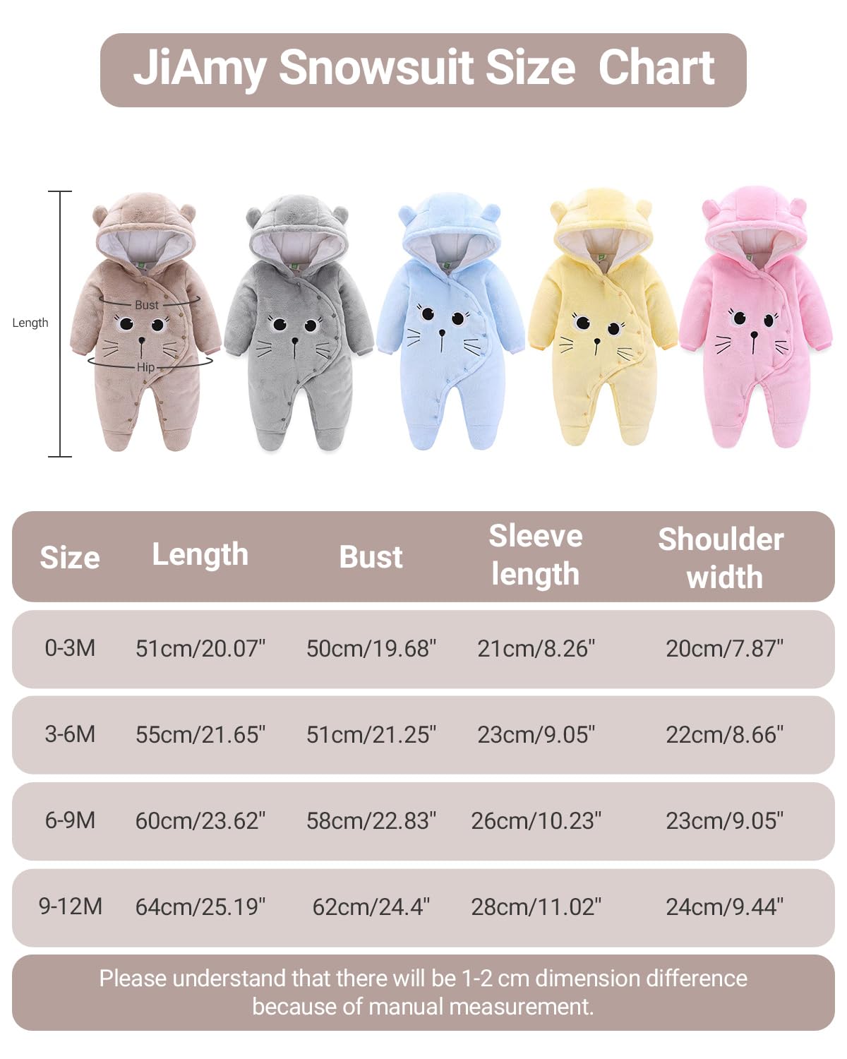 Salopette Bébé Romper Flanelle Hiver Romper Playsuit avec Pieds Hoodie Cartoon 0-12 Mois