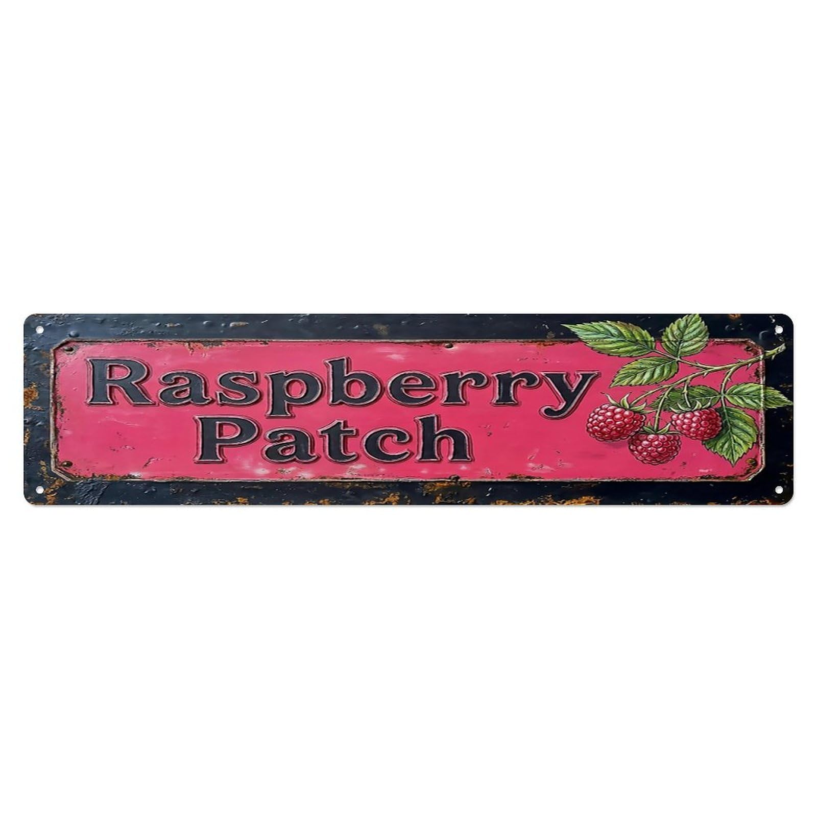 Vintage Raspberry Patch Fresh Farmhouse Metal Tin Sign