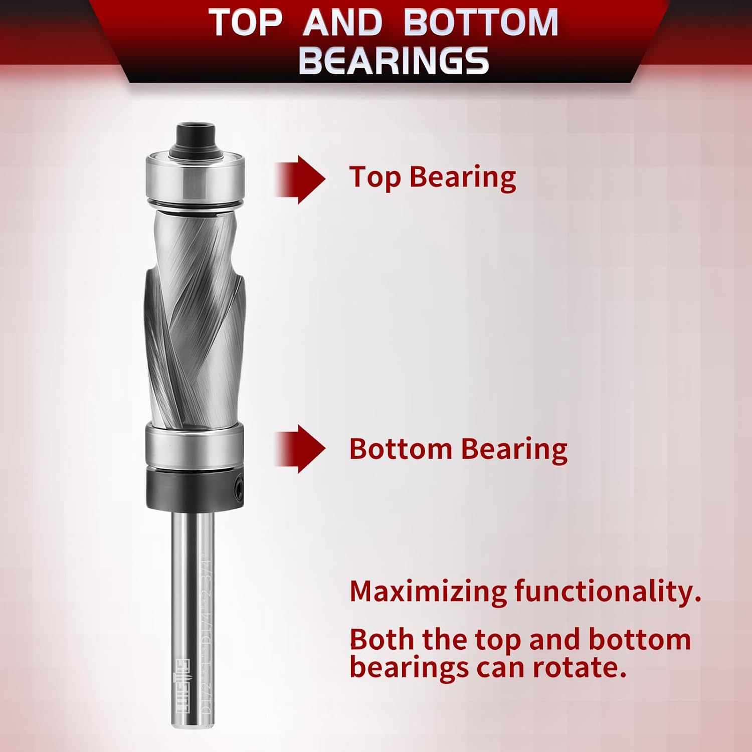 1/2 Inch Compression Flush Trim Router Bit, 1/4 Shank Top and Bottom Bearings Carbide Blade for Woodworking Trimming, Flush Cut Router Bit for Template and Pattern Work