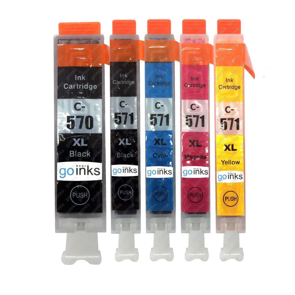 1 Set of 5 Cartridges to replace Canon PGI-570 & CLI-571 Compatible/non-OEM for PIXMA Printers (5 Pack)