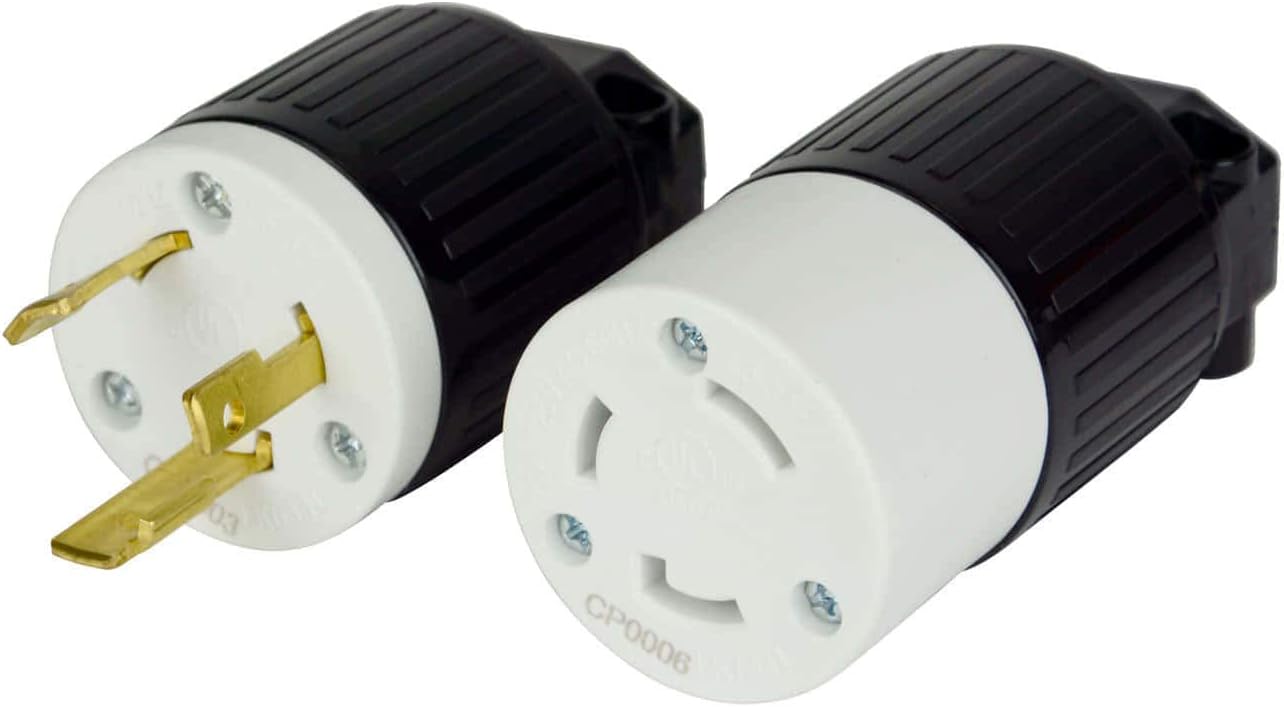 TEMCo Industrial NEMA Replacement Plug UL Listed L5-30 Male, Female, Pair for Generator, RV, Camper, Welder