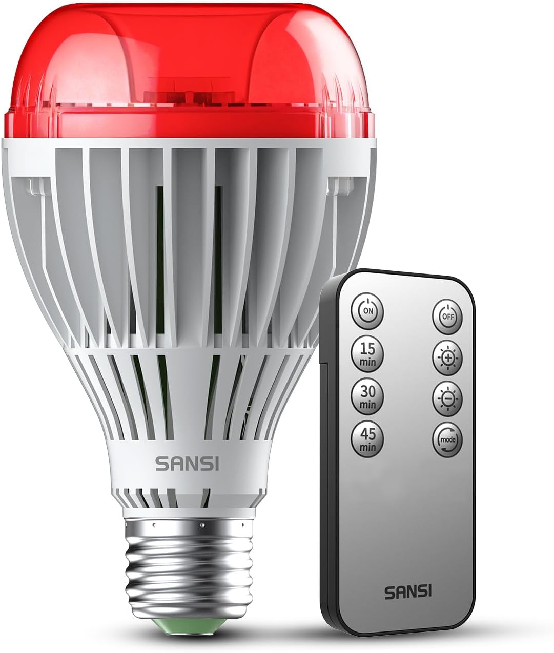 SANSI 670nm Red Light Bulb for Sleep Therapy with Remote Timer, Dimmable, Zero Blue Light for Melatonin Promoting, Dual Mode Natural Sleep Aid & 3000K Reading Light, 25W A21 E26 for Bedroom