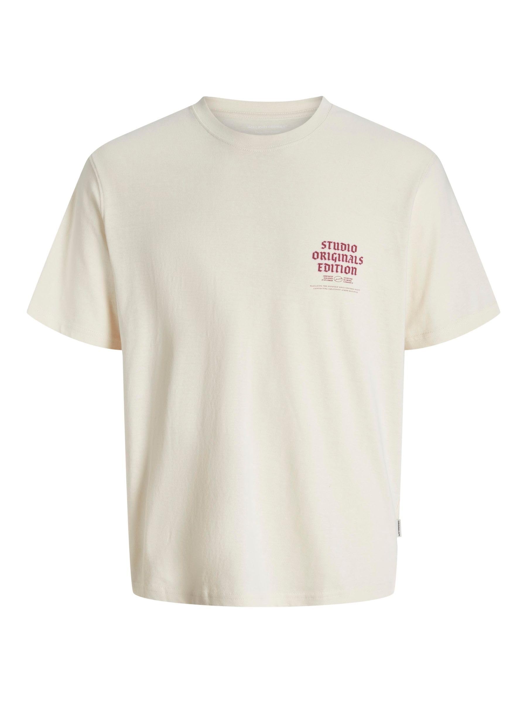 JACK & JONES Jormeadows Typo Tee SS Crew Neck, Antique White, M