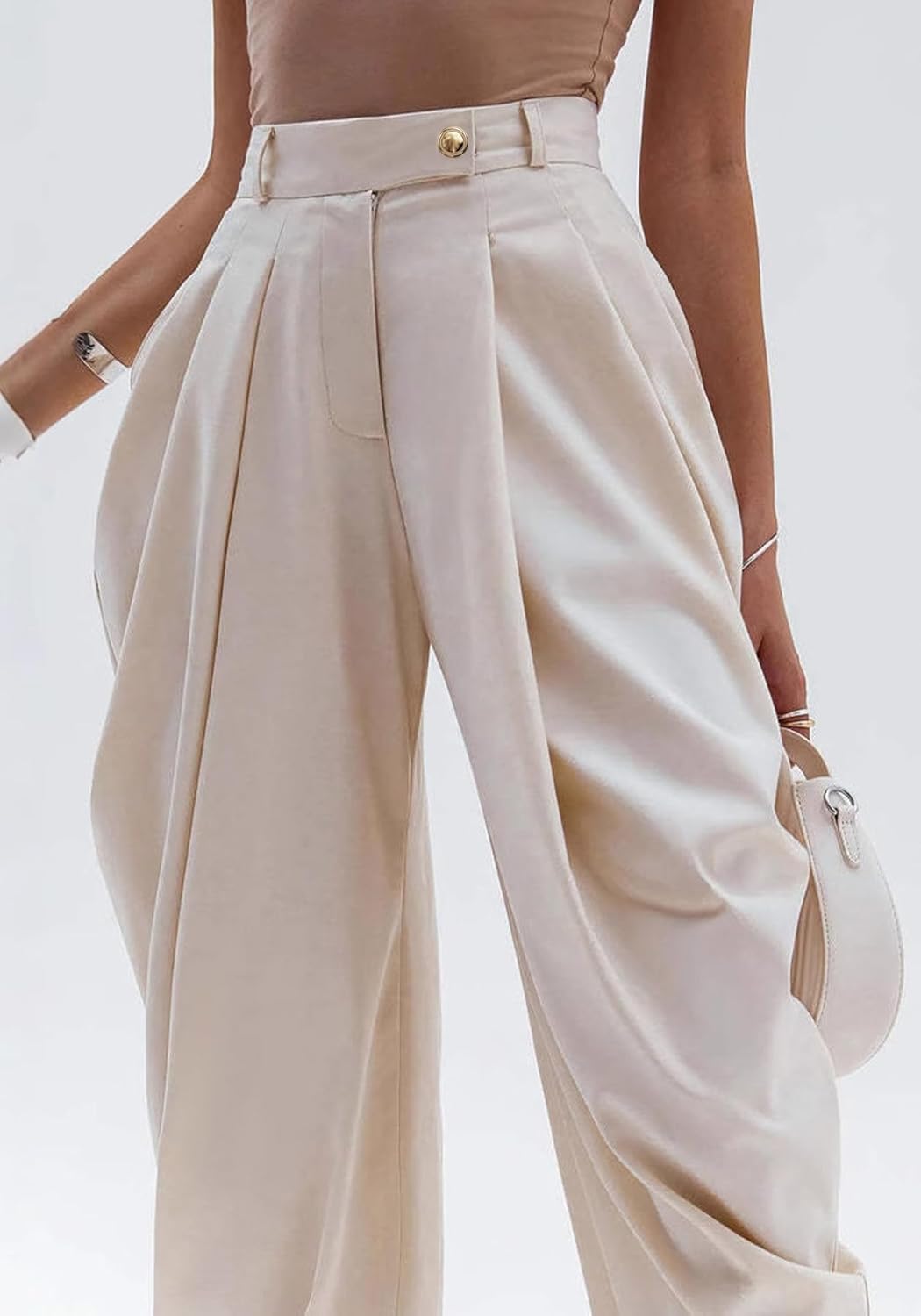 NRTHYE Womens Pleated Dress Pants High Waisted Baggy Wide Leg Palazzo Slacks Work Trousers Business Casual Pants - Image 6