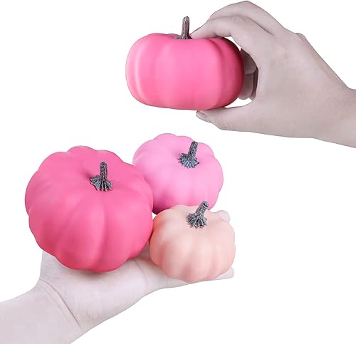 Miniatura 2 de 12 calabazas artificiales de otoño pequeñas, calabazas artificiales de color rosa sintético, calabazas decorativas de espuma para regalos, bodas,