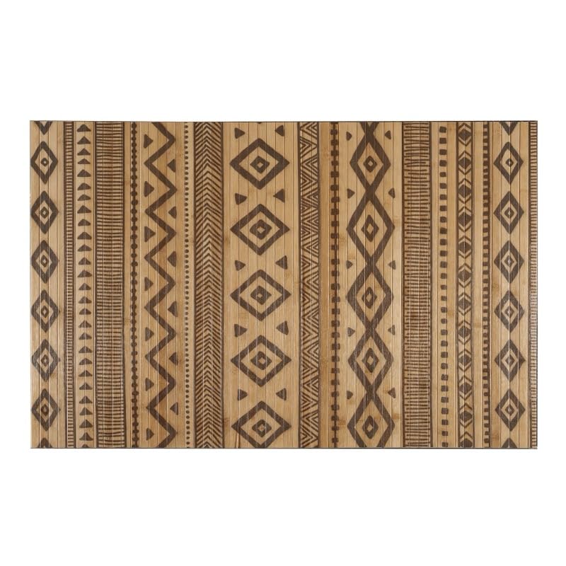 STOR PLANET | Alfombra Bambú Natural, Alfombra Moderna Efecto Tarima sin Ribete, Alfombras Bambú Antideslizantes para Salón, Pasillo, Baño. Alfombras Grandes hasta 2,4m | Etnic Natural, 140x200cm
