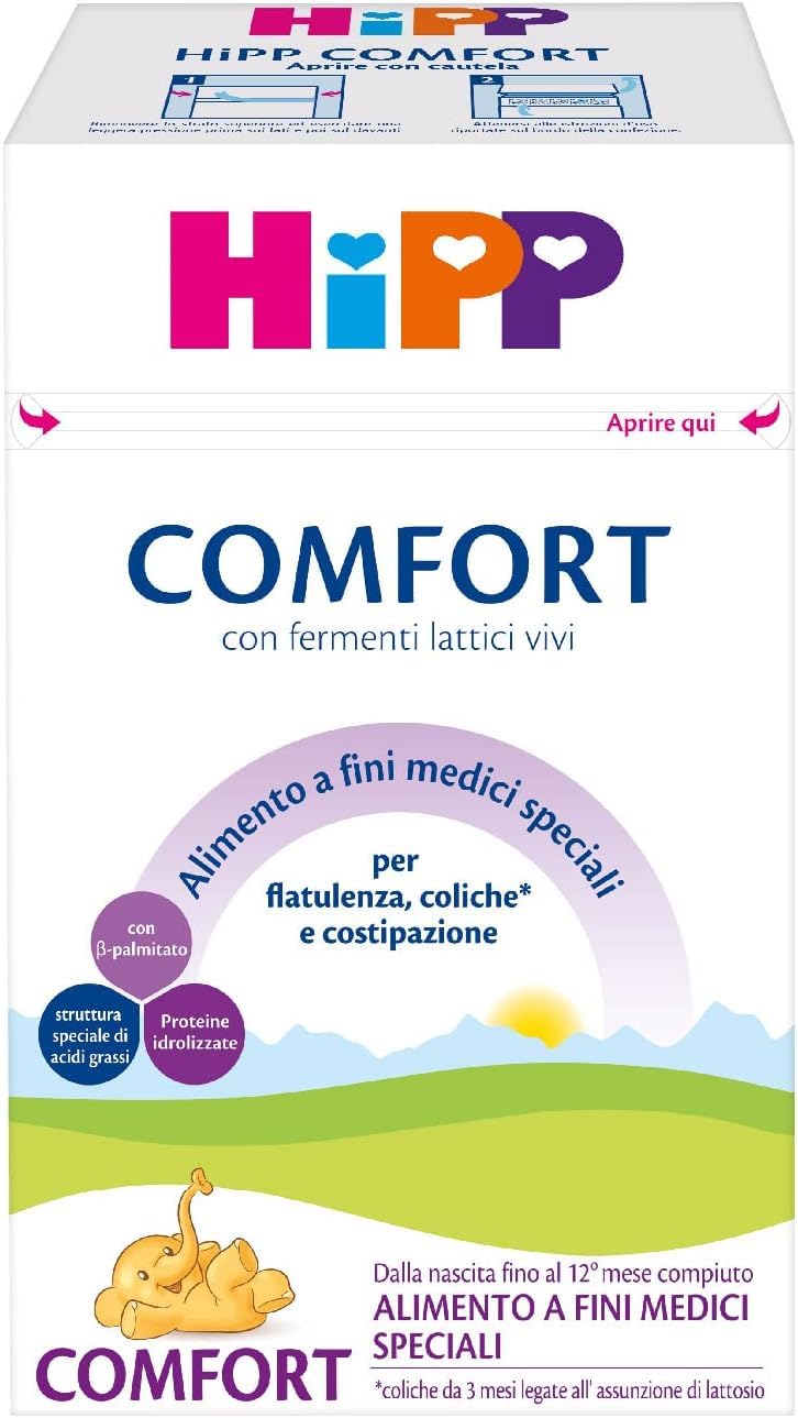 HiPP Latte Comfort in Polvere, Anti-Coliche, dalla Nascita Fino AI 12 Mese, 4 Confezioni da 600 gr, Latte in Polvere, Neonato, Latte in Polvere per Neonati