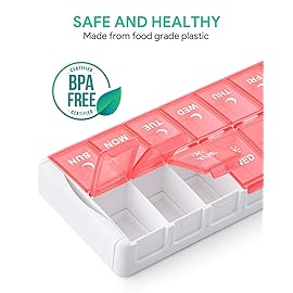 TookMag Weekly Medicine Pill Organizer 2 Times a Day, Easy Fill AM PM Pill Box, Large Capacity Quick-Refill 7 Day Pill Cases for Pills/Vitamin/Fish Oil/Supplements (Patent Registered)
