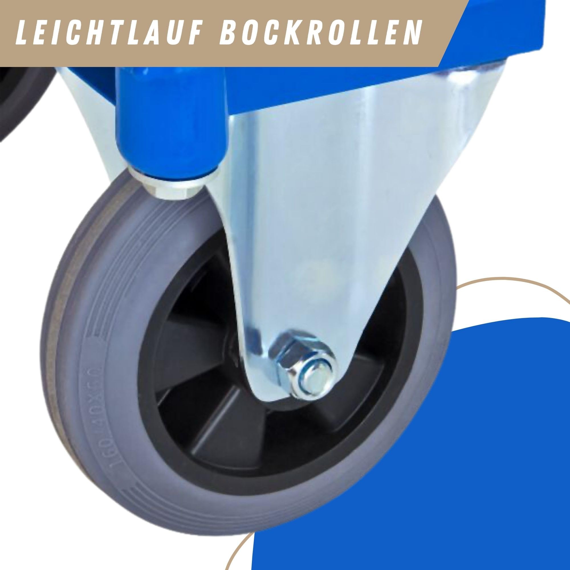 PROREGAL Transportwagen Handwagen Materialwagen mit 4 hohen Wänden | HxBxL 94x50x102cm | 2 Lenk- & Bockrollen | Traglast 180kg | Lichtblau