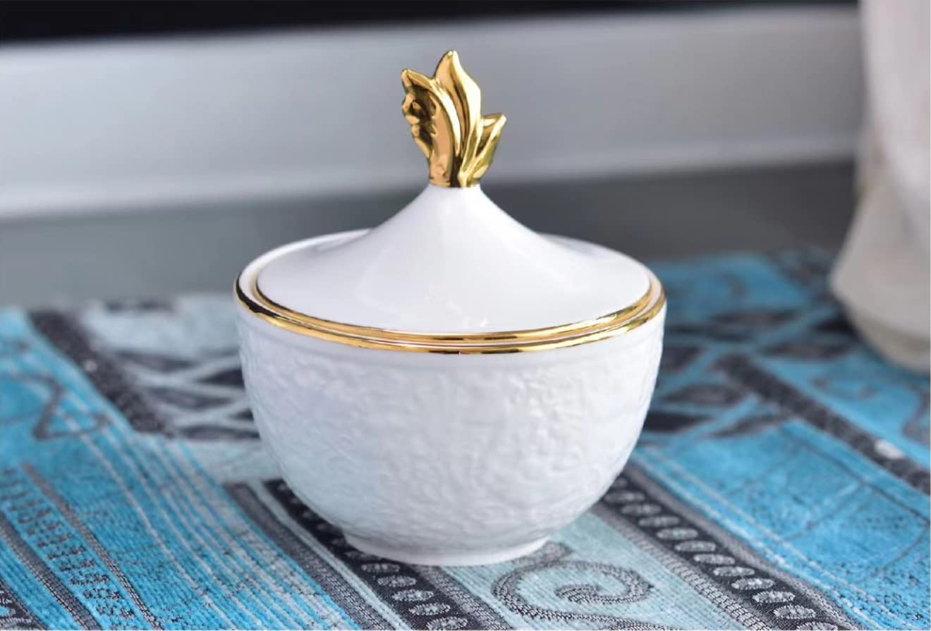 Juego de taza de té y café de 192.8 g, 21 piezas, taza de té en relieve esmaltada de colores blancos con platillo a juego, porcelana fina de hueso, servicio para 6 pulgadas
